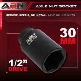 ABN Axle Nut Socket, 30mm, 1/2in Drive, 6 Point – Universal for All Vehicle 6pt Installation, Removal, Repair