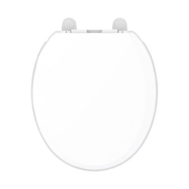 Gerber Round Front Toilet Seat with Cover, Soft Close, No Slam, Quick & Easy Install, Heavy-Duty Plastic, Durable & Fade-Resistant, White GC550129