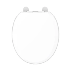 Gerber Round Front Toilet Seat with Cover, Soft Close, No Slam, Quick & Easy Install, Heavy-Duty Plastic, Durable & Fade-Resistant, White GC550129