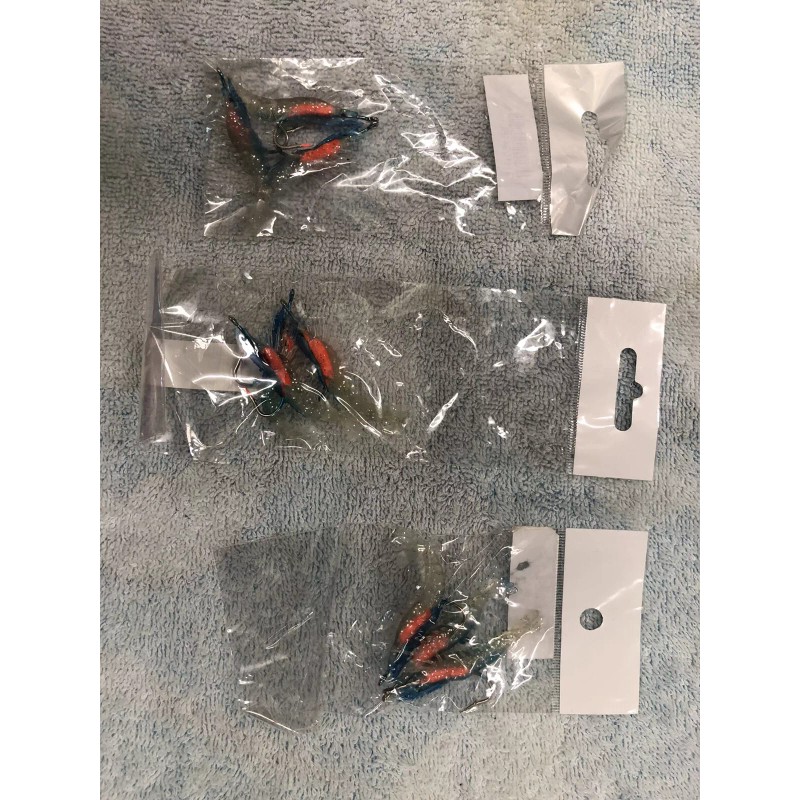 HUFT 3 Packs Of 3, 2-1/8” Blue Clear Glitter Shrimp