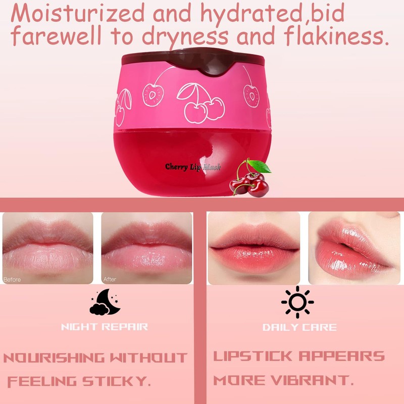 TIRDET 1 PCS Bee Lip Balm Honey Pot, Exfoliating Cherry