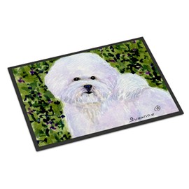 Caroline's Treasures SS8817MAT Bichon Frise Doormat 18x27 Front Door Mat Indoor Outdoor Rugs for Entryway, Non Slip Washable Low Pile, 18H X 27W