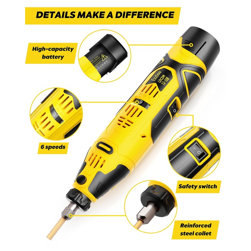 EzzDoo Electric Cordless Chainsaw Sharpener Kit - Portable 12V Chain