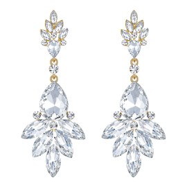 EVER FAITH Crystal Earrings Crystal Flowers Leaf Cluster Earrings for Women Clear Silver Tone, Crystal, No information