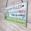 RED OCEAN Caravan Rules Novelty Hanging Plaque Campervan Outdoor Garden