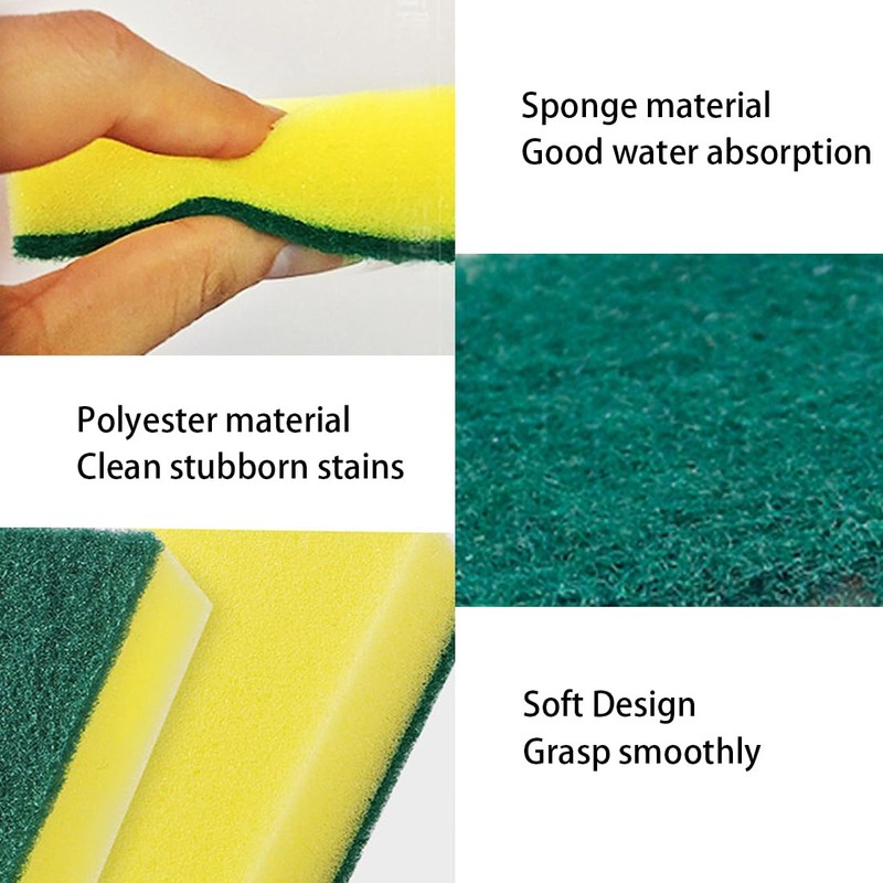 10 Pack Kitchen Cleaning Sponges, Dual-Sided Dish-Washing & Cleaning Sponge