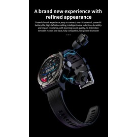 Chillitech® DuoWear Smart Watch With Earbuds 2 in 1 Large 1.53 inch AMOLED Screen, Health Monitor, BT 5.0 Answer Calls, Control Music, Fitness Watch, Touch Controls TWS Earbuds, Ai Assistant (Blue)