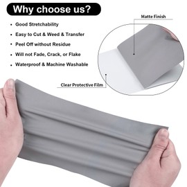 VINYL FROG Heat Transfer Vinyl Roll HTV Vinyl - 12"x5ft Grey Iron on Vinyl for T-Shirts, Heat Press Vinyl for DIY Craft Designs (Grey)