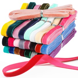 Velvet Ribbon 3/8 Inch - 30 Colors 60 Yards Black Red White Green Blue Orange Gray Purple Brown Velvet Ribbons for Package Wrapping, Crafts, Hair Bows, Wedding Party Decor
