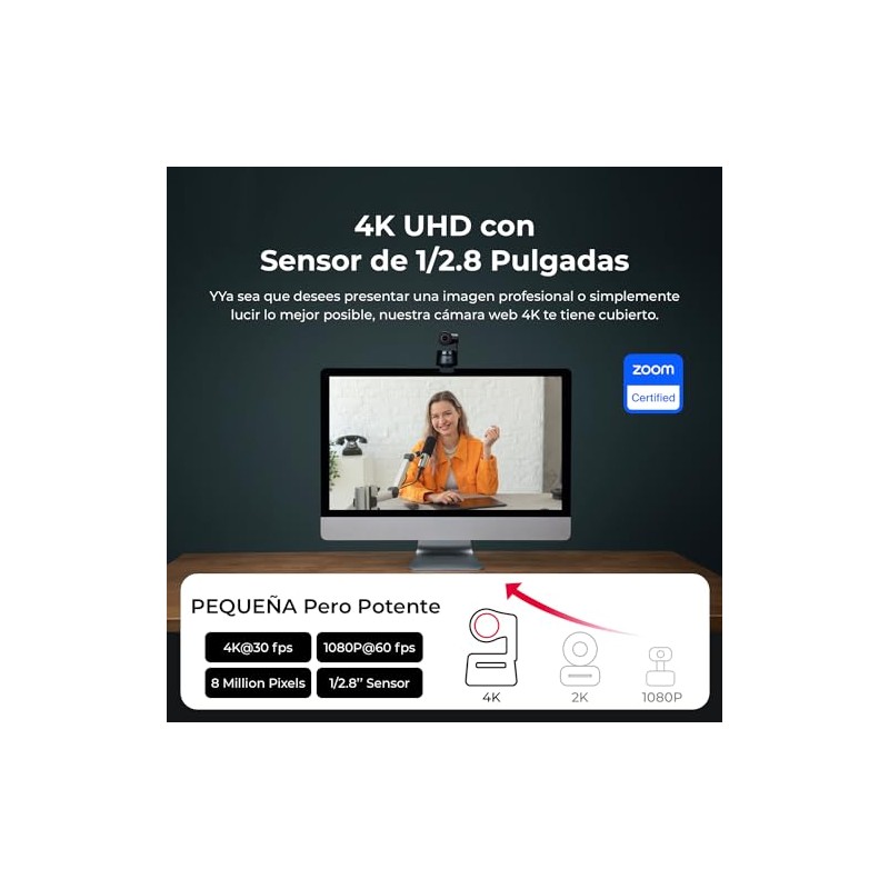 OBSBOT Tiny Webcam 4K PTZ, AI-Powered Tracking & Auto Focus,
