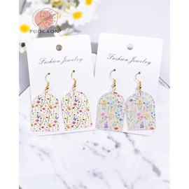 Puocaon Wildflower Clay Transfer Paper - 4 Design Flower Polymer Clay Transfer Sheets for Earrings Jewelry, Lavender Floral Transfer Paper for Polymer Clay Earrings