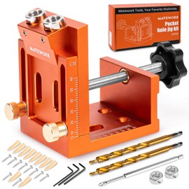 Matework Pocket Hole Jig Kit, Adjustable Pocket Hole Jig System with Stop Collars, Pocket Hole Screw Jig 30PCS with Screws, Wood Plug, Allen Wrench for Woodworking