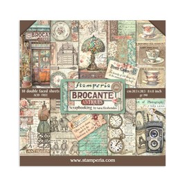 Stamperia Scrapbooking Small Pad 10 Fogli cm 20,3 X 20,3 (8" X8") – Brocante Antiques, 0, 20.3x20.3cm