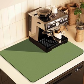 Coffee Mat for Countertops ,Coffee Bar Accessories Fit Under Coffee Maker Espresso Machine, Absorbent Hide Stain Rubber Mat for Countertop ,Dish Drying Mat for Kitchen Counter (Green, 17"x31.5")