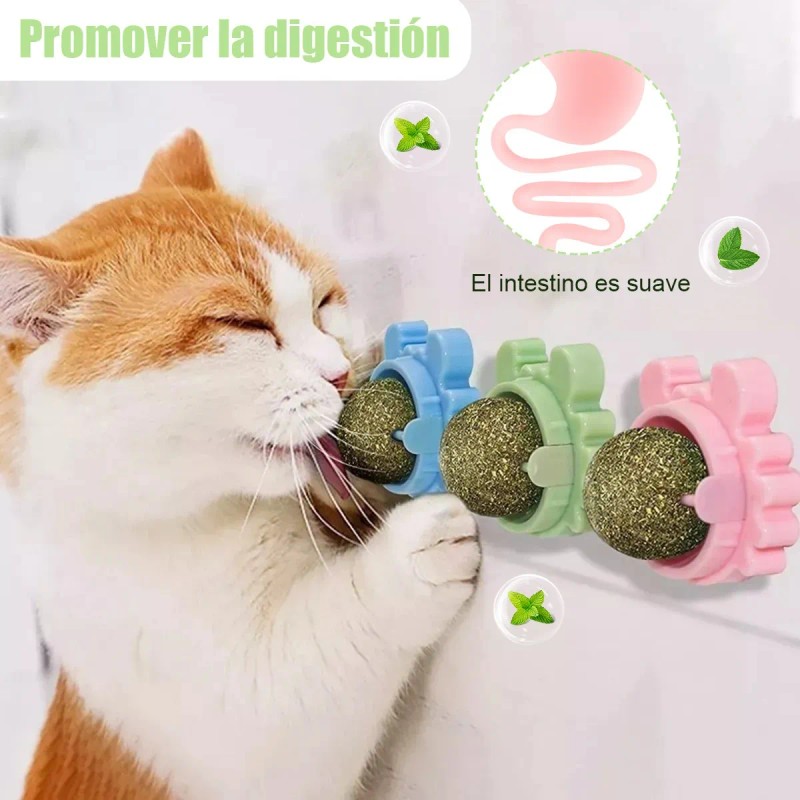 Bola Giratoria Con Hierba Gatera De Juguete Para Gatos, 3pz
