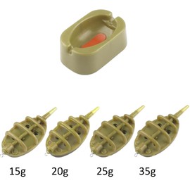 PRO Filstar Inline Method Feeder Set 4+1 - Fishing Accessories for Carp Fishing - Flat Method Feeder Basket Fishing 15/20/25/35g - Fishing Set Complete Professional - Ground Fishing - Carp Accessories