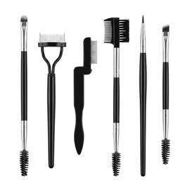 6 herramientas para el maquillaje de pestañas, diseño de doble extremo.  Enchinador de Pestañas,Doble Punta Cepillo para Cejas,Profesionales Brocha...