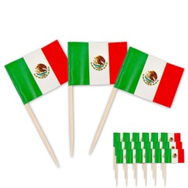 JOMOSPO 200Pcs Mexico Flag Toothpick,Mexican Topper Picks,Mini Wooden Country Sticks for Cocktail Cupcake Taco Fruit Bar Cinco De Mayo Party Fiesta Decor Home Tabletop Celebration Supplies (Mexico)