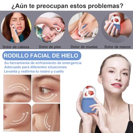 FLOREXIA Rodillo de Hielo Facial,Rodillo de Hielo Facial Antideslizante,Molde de Hielo Facial de Silicona Duradero para Belleza Facial,Azul