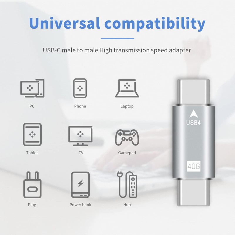 Duttek USB C Male to Male Adapter forThunderbolt 3/4 Cable