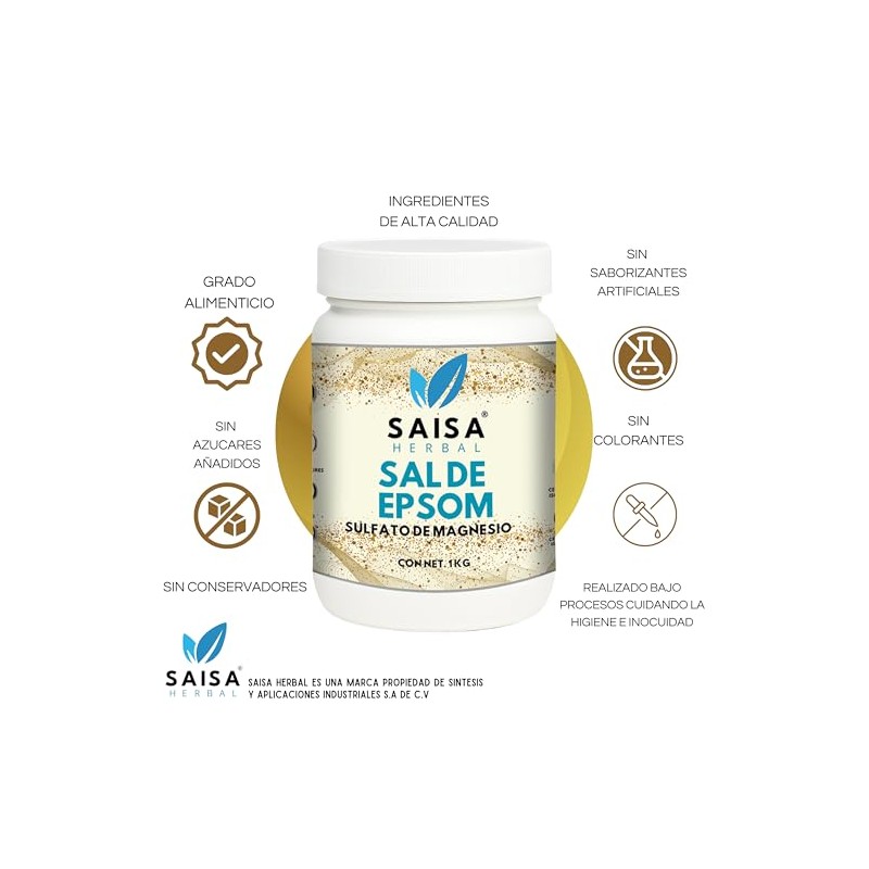 Sulfato De Magnesio 1 kg Sal De Epsom Suplemento Alimenticio