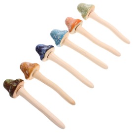 CAXUSD Tiny Mushroom Figurines in Ceramic 6pcs Garden Miniature Adornment Random Color