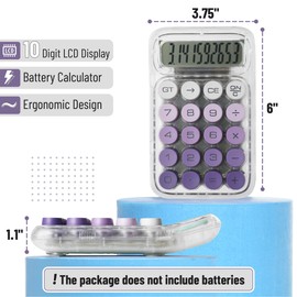 Mr. Pen- Mechanical Switch Calculator, 10 Digits, Purple Calculator, Transparent Body, Large LCD Display