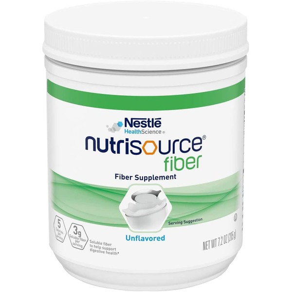 NutriSource Fiber Supplement Powder, Unflavored, 7.2 oz Canister, (Pack of 4)
