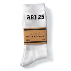 StickyMemes030 Abitur 25 Socks / Abi 25 Socks Tennis Socks Size 38-46, White - KNITTED, 38 - 42