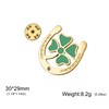 Amaxer Lucky Horseshoe Irish Four Leaf Clover Brooch Stainless Steel