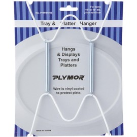 Plymor White Vinyl Finish Wall Mountable Tray and Platter Hanger, 8.25" H x 4.75" W x 0.875" D (for Trays or Platters 10" - 16")