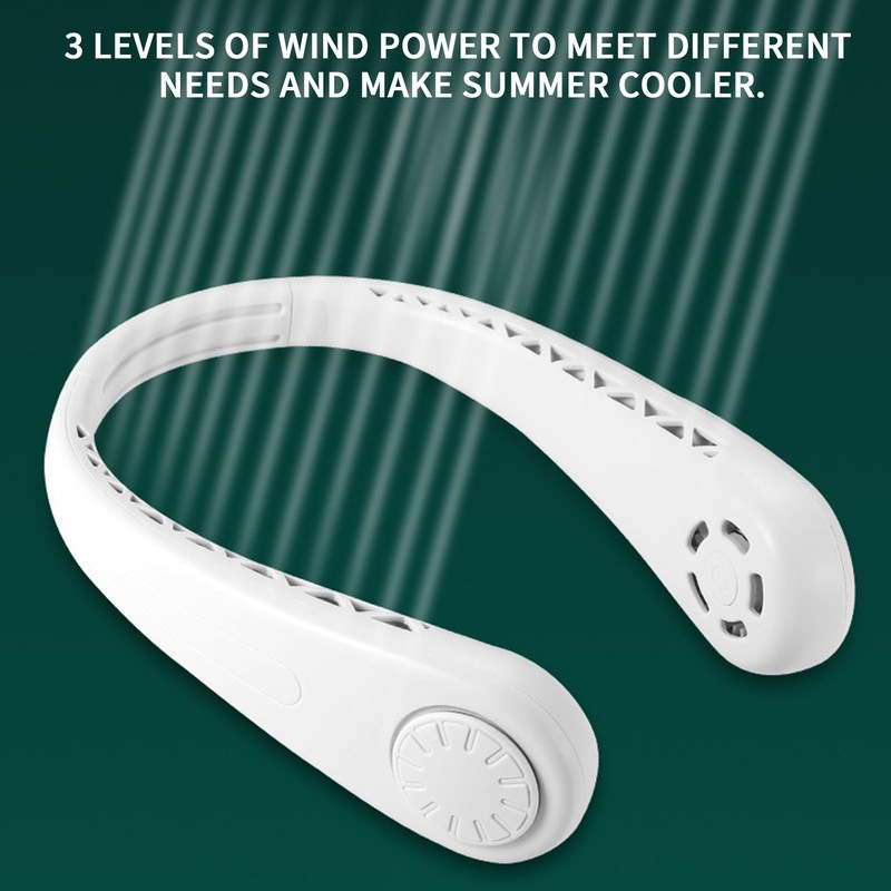 Hanging Neck Fan Mini Air Cooler Portable USB Rechargeable 3‑Gear
