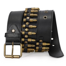 SANSTHS Rivet Belts for Women Men Black Studded Gothic Belt Punk Belt with Metel Buckle for Jeans Hip Hop, Black L