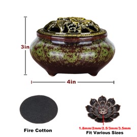 Nuseiis Incense Cone Burner, Incense Holder for Stick or Coil Incense, Sage Cones,Frankincense and Palo Santo(Grass Green)