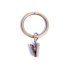 Merriway BH06724 (10 Pcs) Curtain Rod Pole Ring & Clips Inner Dimension 30 mm, Outer Dimension 37 mm Antique Brass - Pack of 10 Pieces