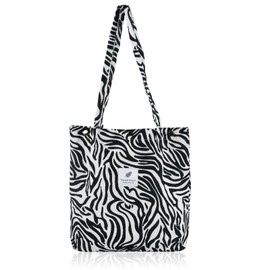 Wisebom Cord Bag Shoulder Bag Women's Zebra Tote Bag Fashion Leopard Shopper Bag Large Capacity Cord Handbag Shoulder Bag for Everyday Shopping School Travel, zebra