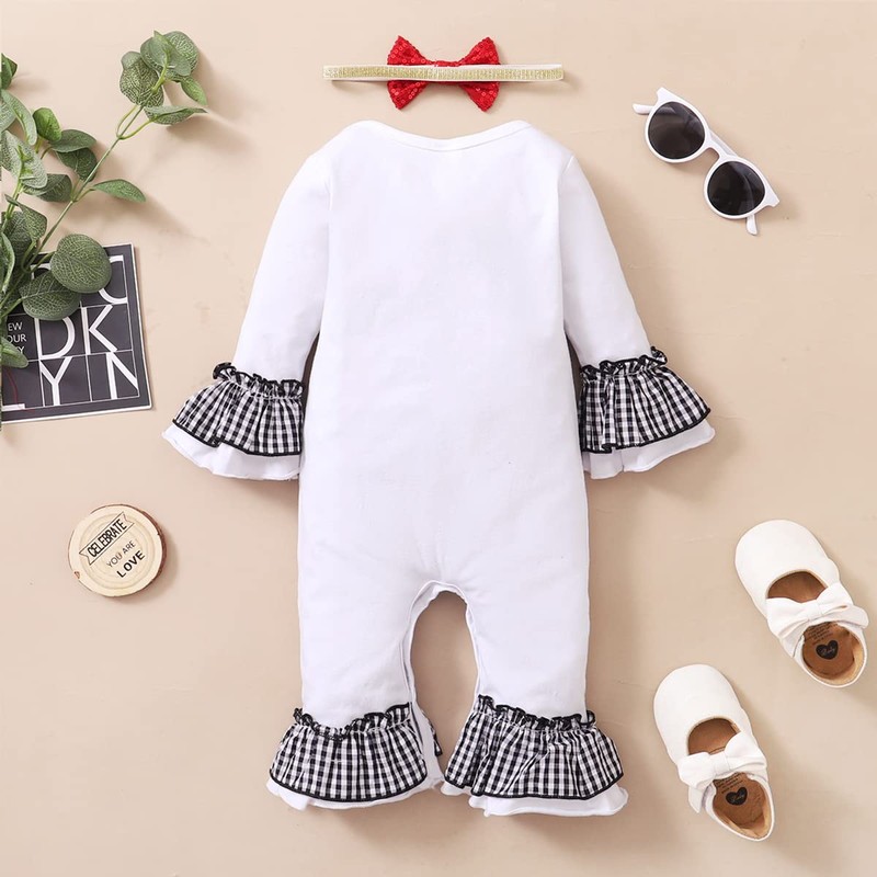 Mameluco de Navidad para bebé niña recién nacida, Blanco, 3-6