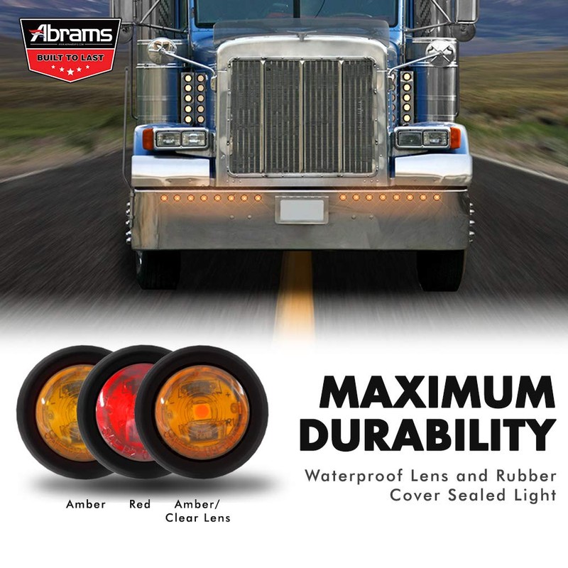 Abrams Round 3/4" Amber 1 LED Side Marker Trailer Lights