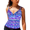 Hilor Tankini Swimsuits for Women Shirred Ruffled Swimsuits V Neck