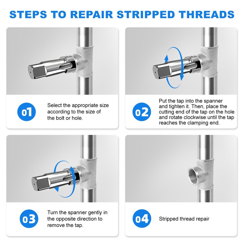 8-Piece Set NPT Pipe Tap 1/8 Inch 1/4 Inch 3/8