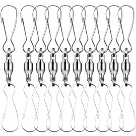 10 Pcs Swivel Hooks Clips Smooth Spin Dual Clip Swivels Wind Spinners Spiral Hangers Spiral Tails Windsock Stainless Steel Spin Clips Fit Hanging Wind Sock Chimes Crystal