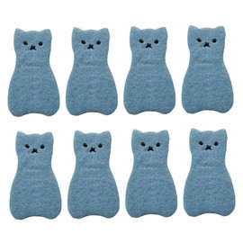 Healeved Lightweight 8pcs Cartoon Cat Design Bowl Cleaning Sponges Thicken 3-Layer Kitchen Sponge for Home
