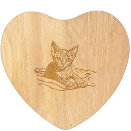 'Rex Cat on Blanket' Wooden Heart Shaped Chopping/Cutting Board (WB00076404)