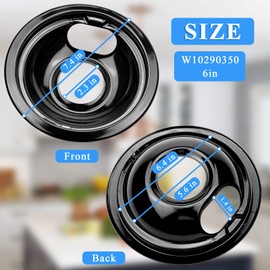 Black Stove Burner Drip Pans Replacement for Whirlpool Amana Crosley Electric Range, Stove Top Drip Bowls Includes 1 Large 8-Inch W10290353 and 3 Small 6-Inch W10290350 by APPLIANCEMATES