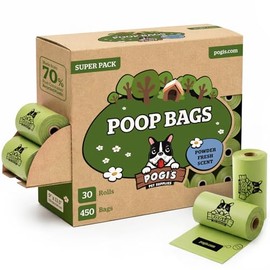 Pogi's Poop Bags - Bolsas para excremento de perro - 30 Rollos (450 Bolsas) - Grandes, Biodegradables, Perfumadas, Herméticas