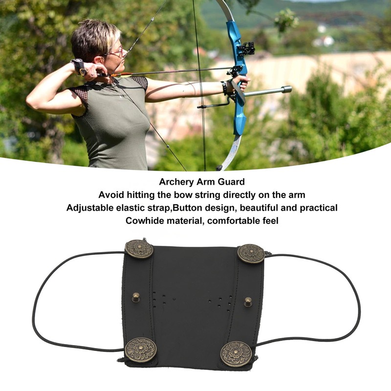 Archery Arm Guard Adjustable Strap Second Cowhide Arm Protector Pad