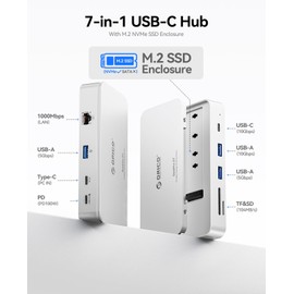 9-in-1 10Gbps USB C Hub with NVMe SSD Enclosure, Aluminum Cooling