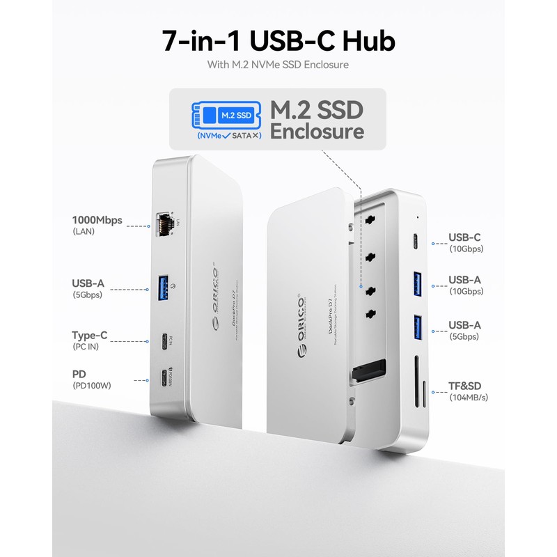 9-in-1 10Gbps USB C Hub with NVMe SSD Enclosure, Aluminum