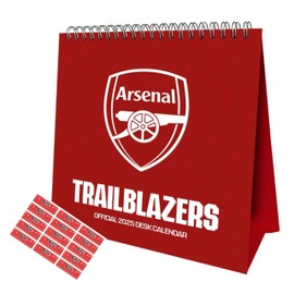 Arsenal Calendar Desk Easel flip 2025 Calendar Arsenal Football Gift Present with Free Organising Stickers Included