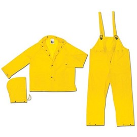 River City Garments(R) 2X Yellow Squall .20 mm PVC Disposable 3 Piece Rain Suit (Includes Jacket With Front Snap Closure, Detached Hood And Snap Fly Bib Pants)